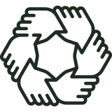Interlocking hands forming a circle