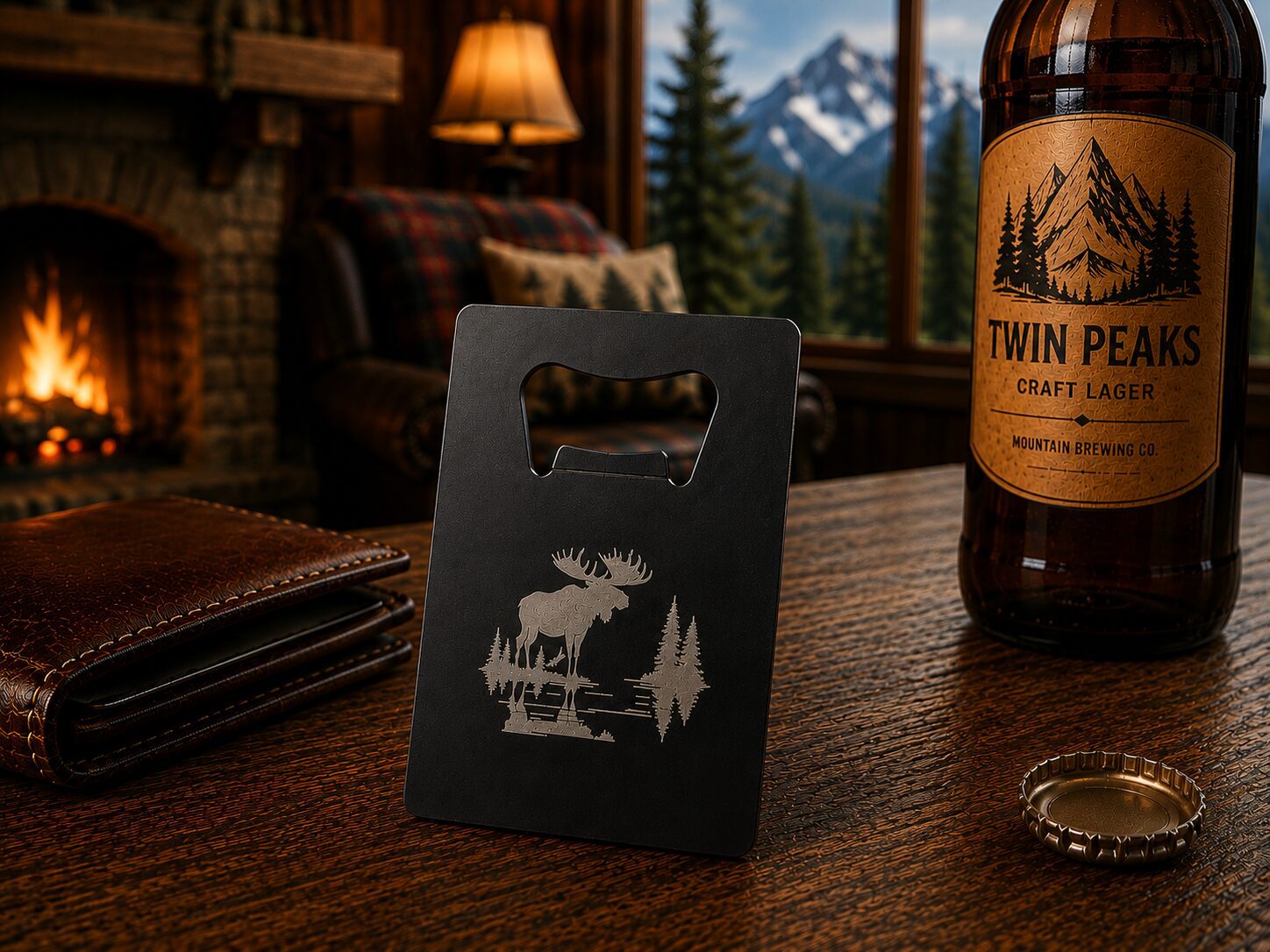 Moose bottle opener and Twin Peaks lager