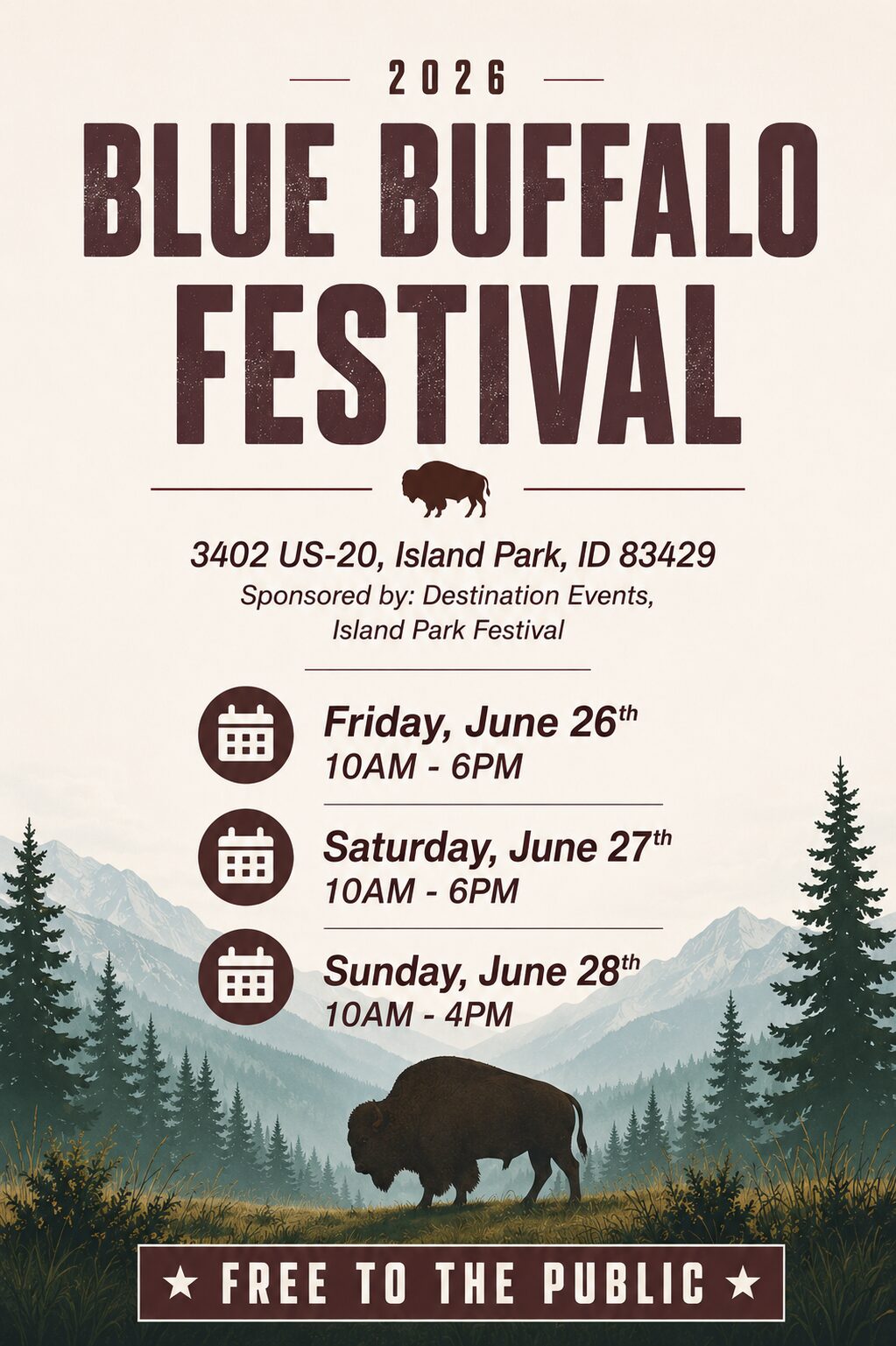 Blue Buffalo Festival poster with buffalo silhouette