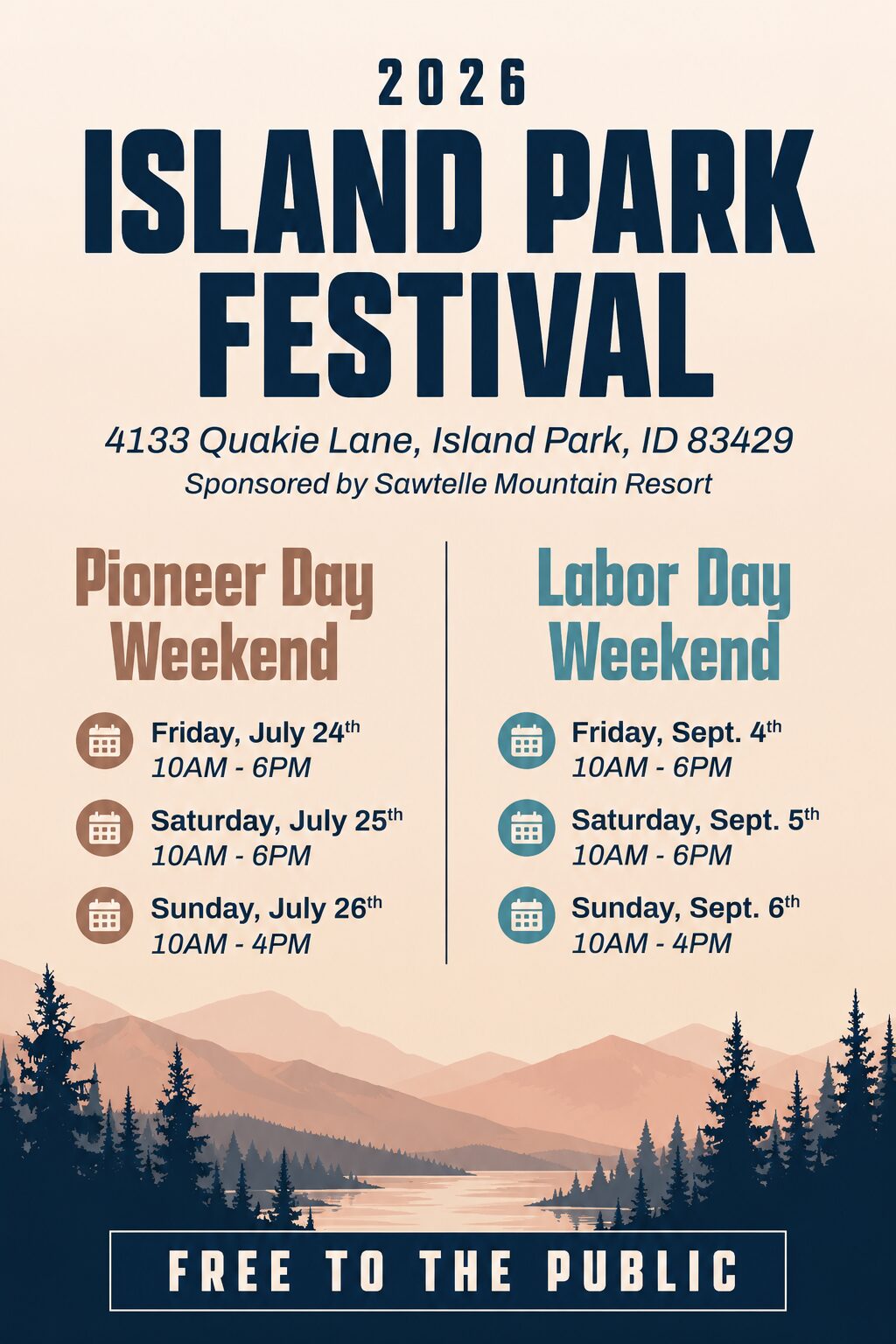 2026 Island Park Festival poster with dates
